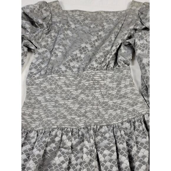 Saks‎ 5th Ave Vintage Adelel Simpson Gray Long Sleeve Zip Back Dress  Size 10 - Picture 6 of 16